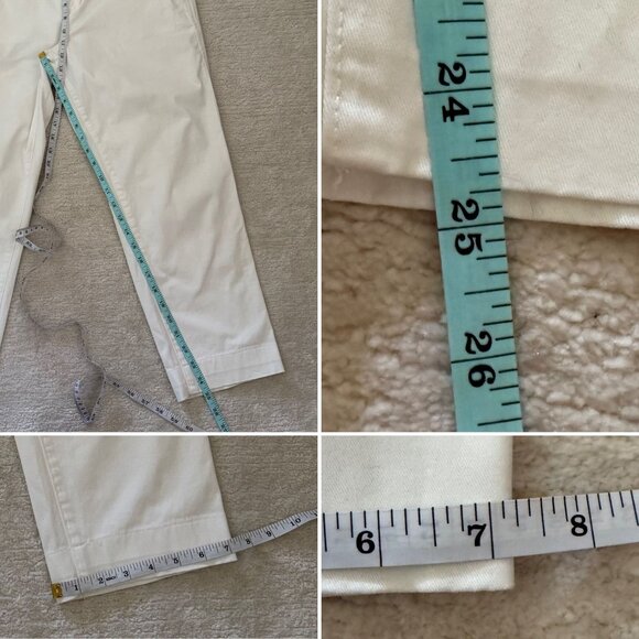 Gap White Cropped Pants Size 10 High Rise Straight Leg Cotton Blend Casual Beach - Picture 8 of 10